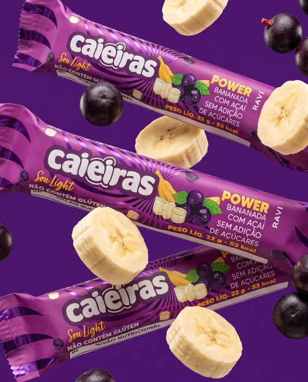Barras Caieiras Power de banana com açaí entre frutas