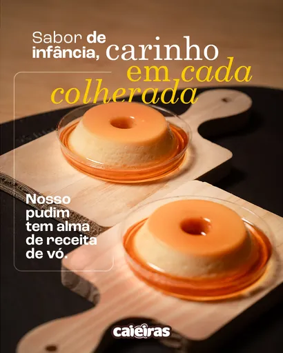 Post da Caieiras com pudim de receita de vó