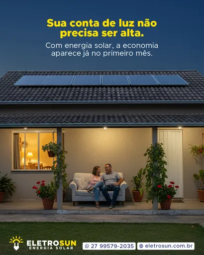 Post da Eletrosun sobre energia solar e economia na conta de luz