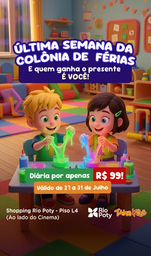 Story da Take Kids sobre a última semana da colônia de férias